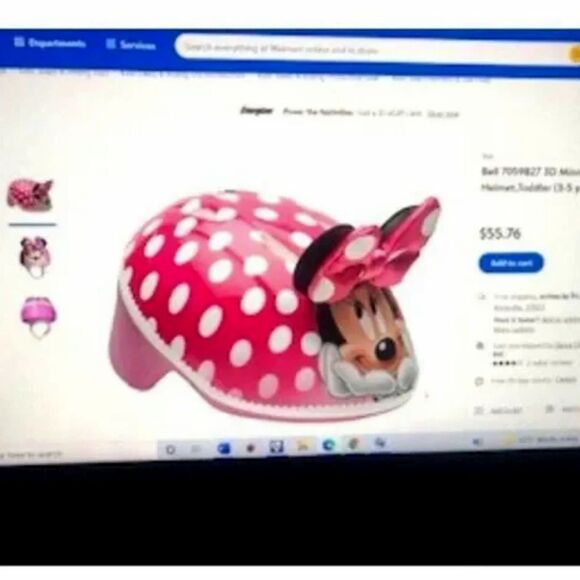 Bicycle Helmet . Ages 3Up . Adjustable Sizing . Minnie Mouse .. New w/ Tags - Picture 3 of 5